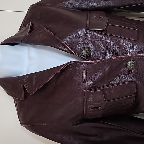 Robo Leather Burgundy Color Leather Blazer jacket Size Small - Picture 2 of 12